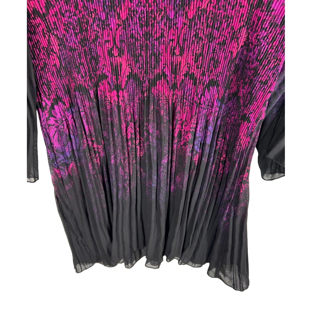 NWT Catherines Womens 3X Purple Black Ombre Pleated Beaded Tunic Blouse - Picture 9 of 9